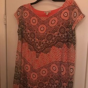 Dana Buchman Hi-Low Orange Patterned Dress XL